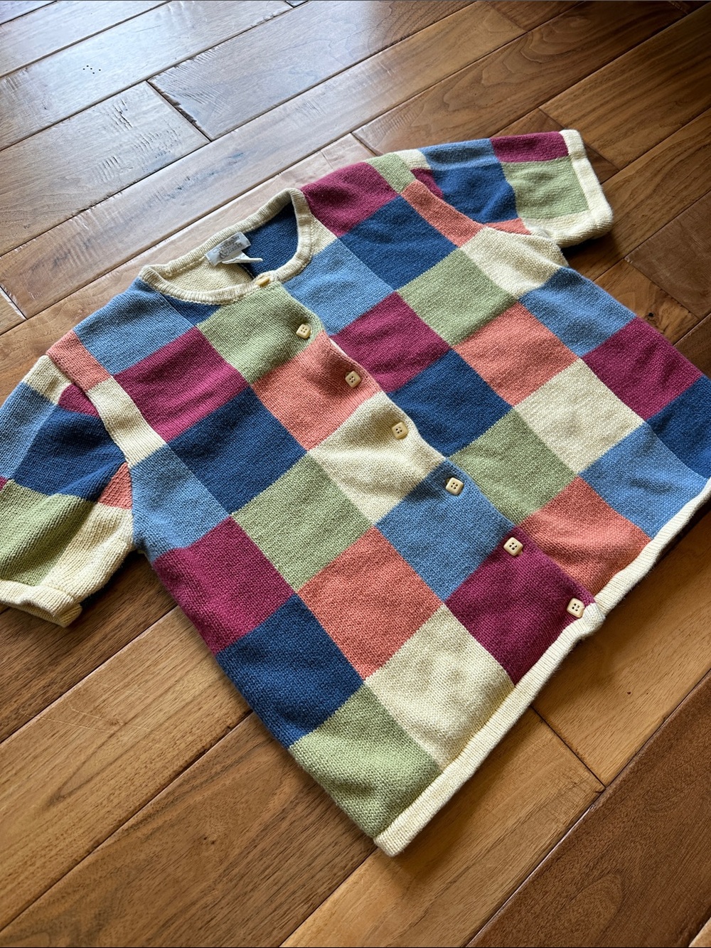 Vtg Christopher & Banks checkerboard cardigan sweater. Sz large - Picture 4 of 4